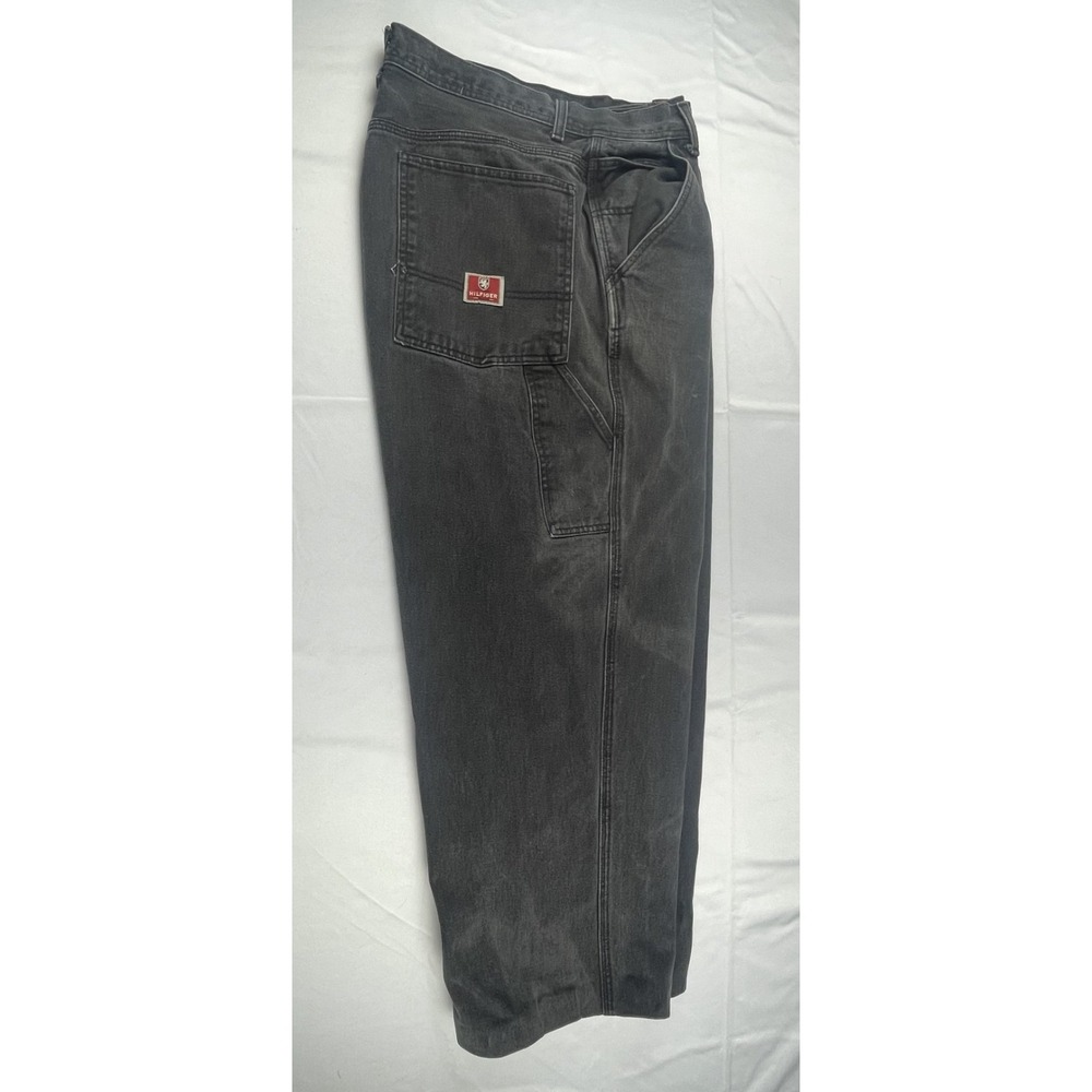 TOMMY HILFIGER CARPENTER‎ JEANS MENS 40X28 BLACK FADED WORKWEAR RED LABEL DENIM